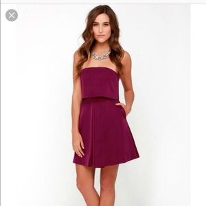 Keepsake size small “Keep Watch Mini” strapless maroon dress NWT